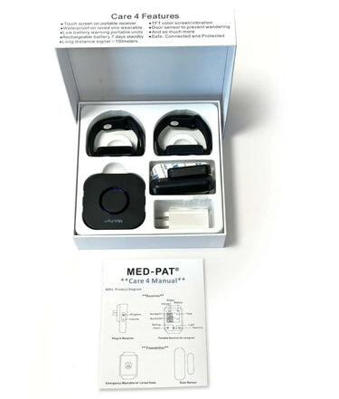 Med-Pat CARE-4 Caregiver Pager System | Wearable Touchscreen Receiver, Waterproof Emergency Button & Door Sensor – 24/7 Safety Kit - MedPat Solutions